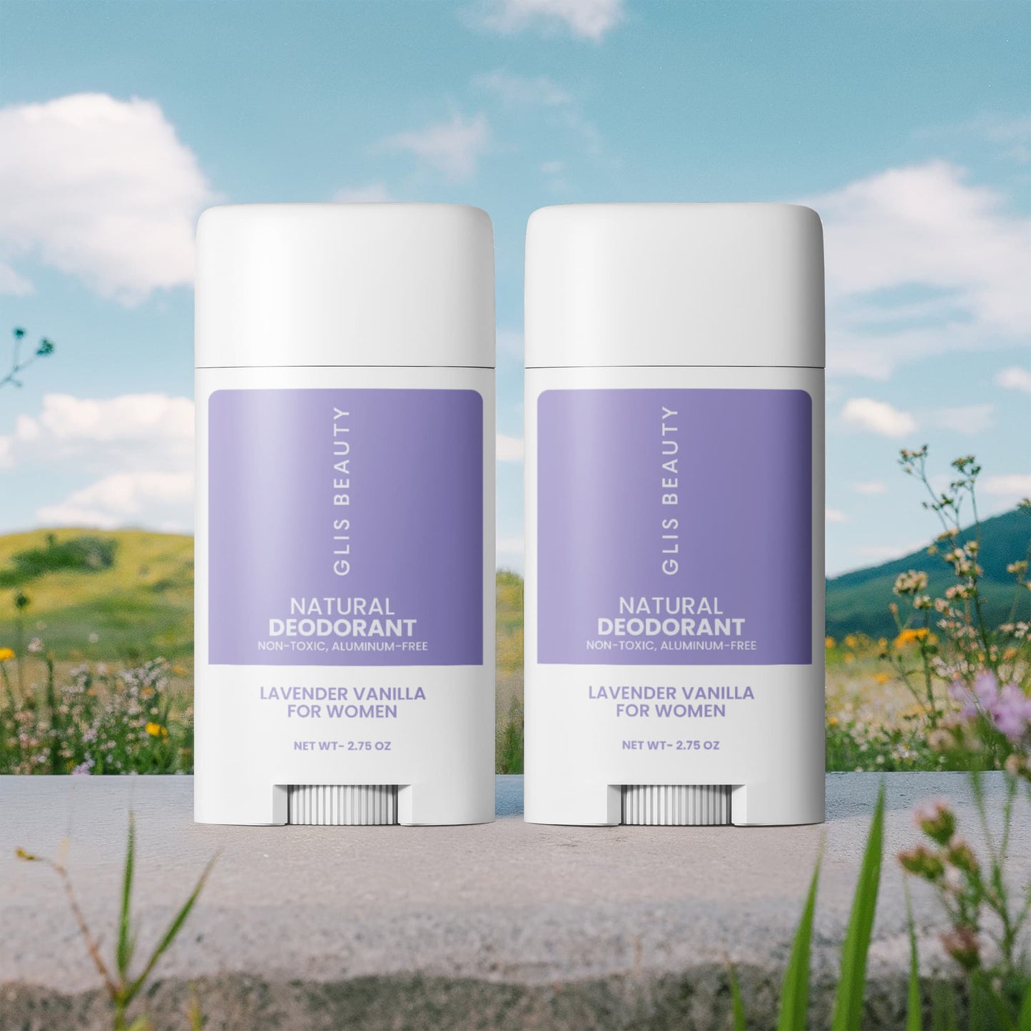 2 Pack Non-toxic Natural Deodorant, Aluminum-Free for Women
